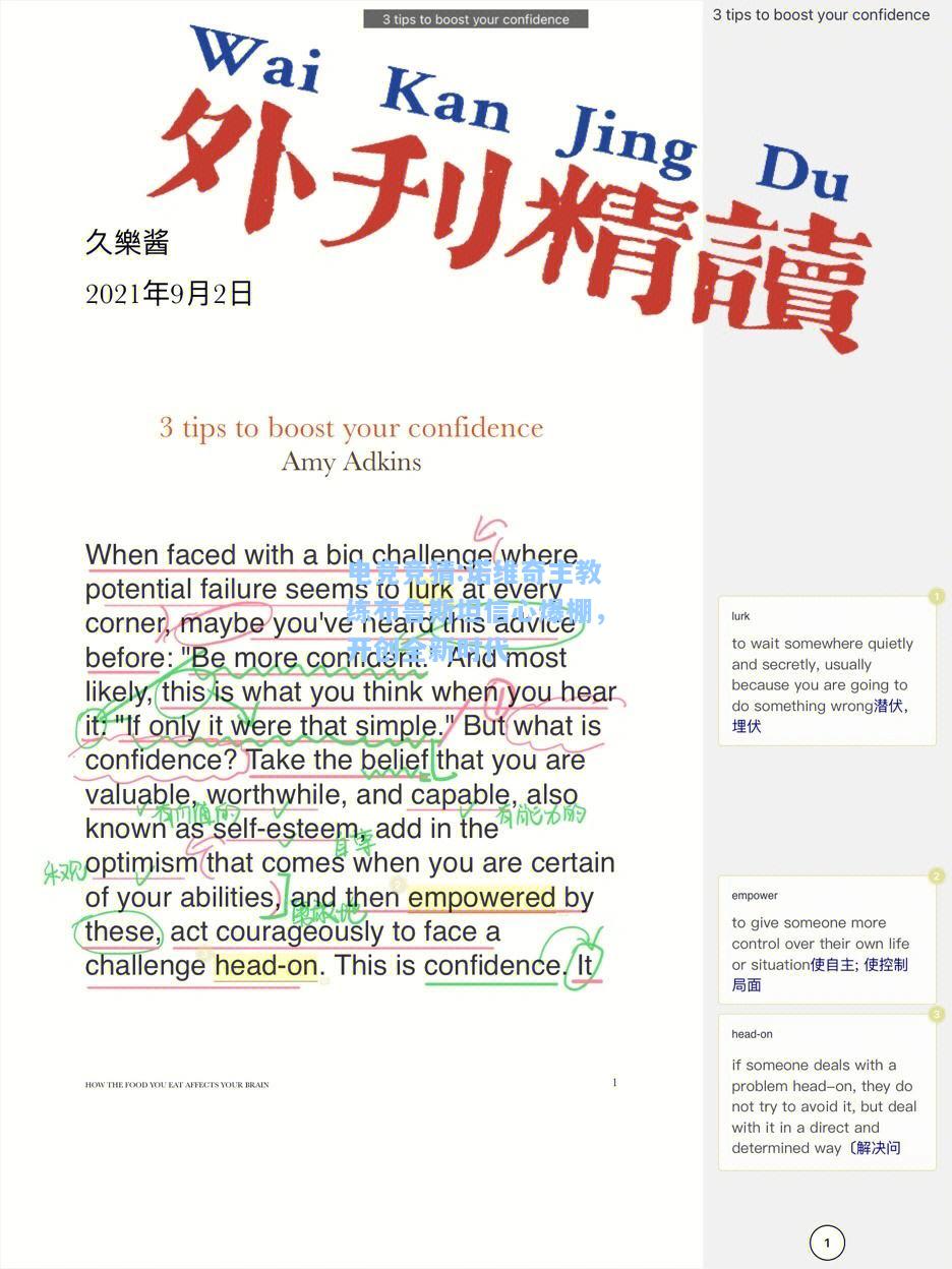 电竞竞猜:诺维奇主教练布鲁斯坦信心爆棚，开创全新时代